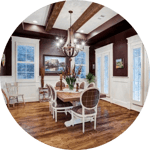 Colorful dining room in Houston remodel