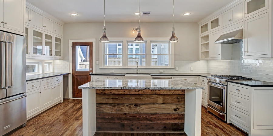 White kitchen remodeled by Southern Green Builders in Houston, Texas